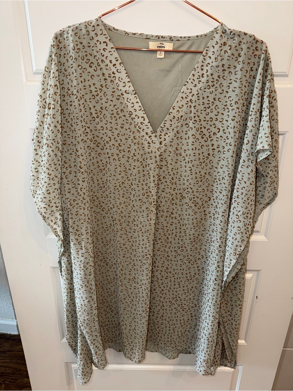 Blue Leopard Print V-Neck Muumuu Mini Dress